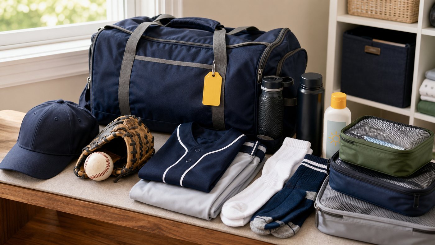 Baseball Camp Packing List packing scene